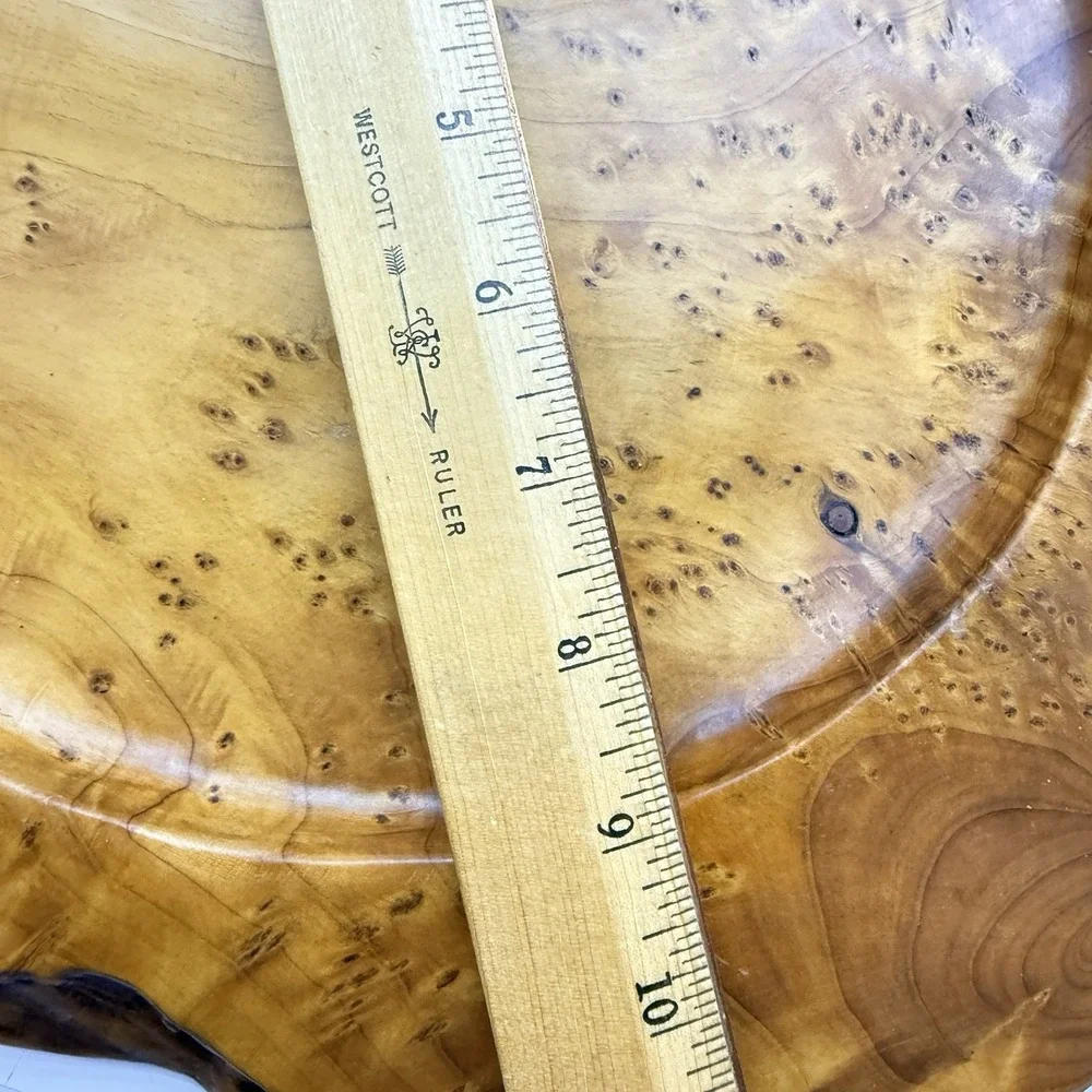 Vintage Teak Burl Wood Live Edge Tray Bowl Rustic Organic Modern Centerpiece 13